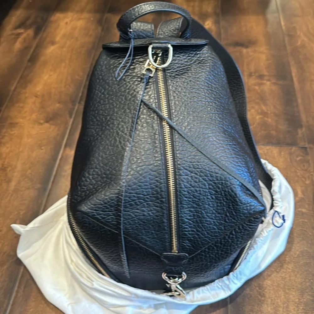 Rebecca Minkoff Black Leather Backpack with Gold Hardware